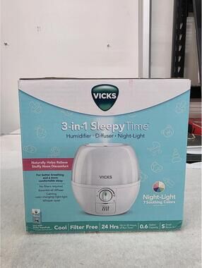 Vicks 3-in-1 SleepyTime Humidifier, Diffuser & Night-Light, Cool Mist, 0.6 Galll